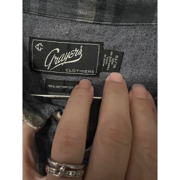 Grayers Men’s XL Flannel Long Sleeve Button Up Rust Gray 100% Cotton Plaid - Picture 2 of 6